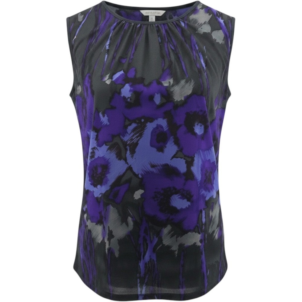 The Limited Floral Purple Gray Cutout Back Sleeveless Blouse Career Womens XS